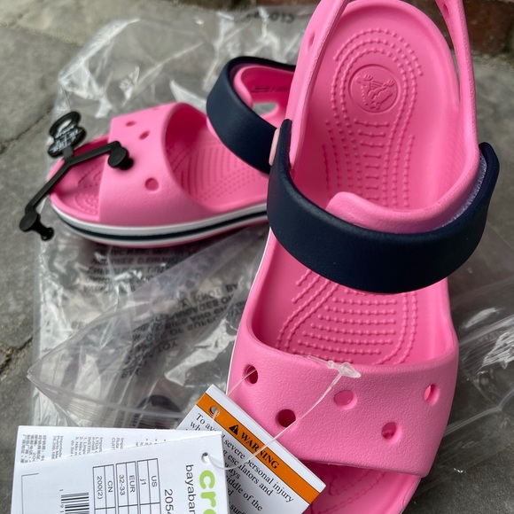 New Crocs Girls Bayaband Sandals Pink/Blue - Picture 8 of 15